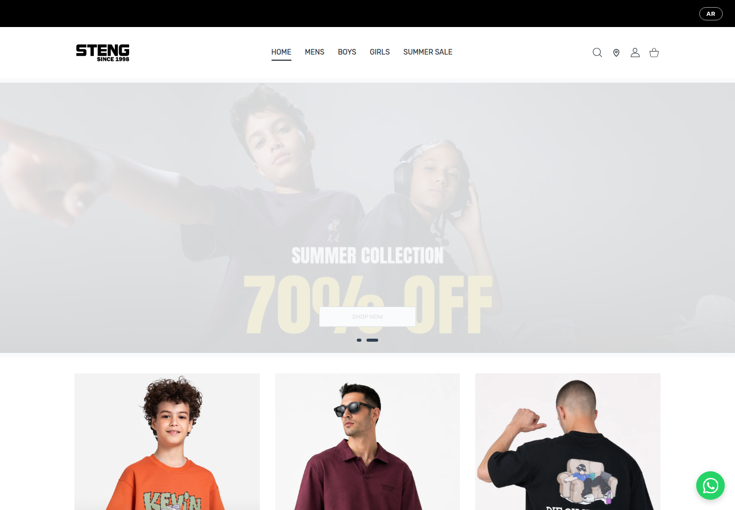 StenGeg clothing store home page